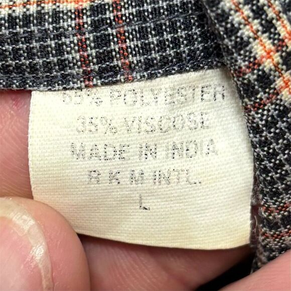 Crazy Cowboy vtg Men's Plaid Pearl Snap Shirt Long Sleeve Multicolor L - Picture 5 of 7